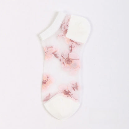 Chaussettes transparentes légères et respirantes à motif floral (5 paires) - Blanc - EU36-40 (US3-7) - image 13