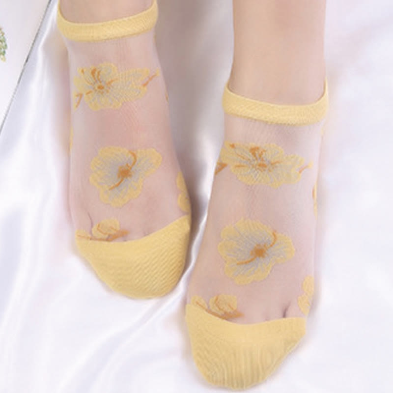 Chaussettes transparentes légères et respirantes à motif floral (5 paires) - image 9