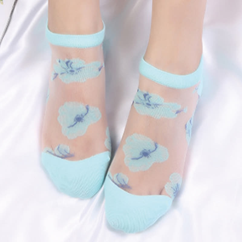 Chaussettes transparentes légères et respirantes à motif floral (5 paires) - image 6