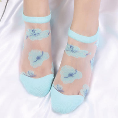 Chaussettes transparentes légères et respirantes à motif floral (5 paires) - image 6