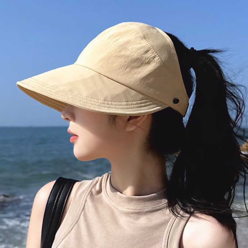 Chapeau ouvert à large bord de couleur unie