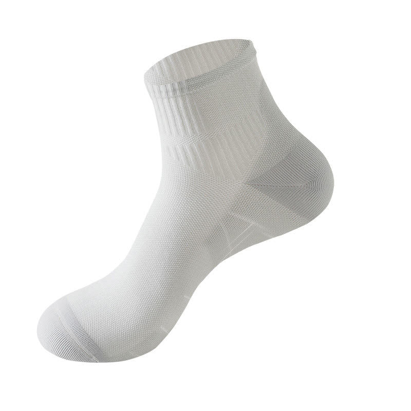 Chaussettes de compression respirantes de couleur unie pour le sport (5 paires) - Gris - EU39-42 (US6-8.5) - image 7