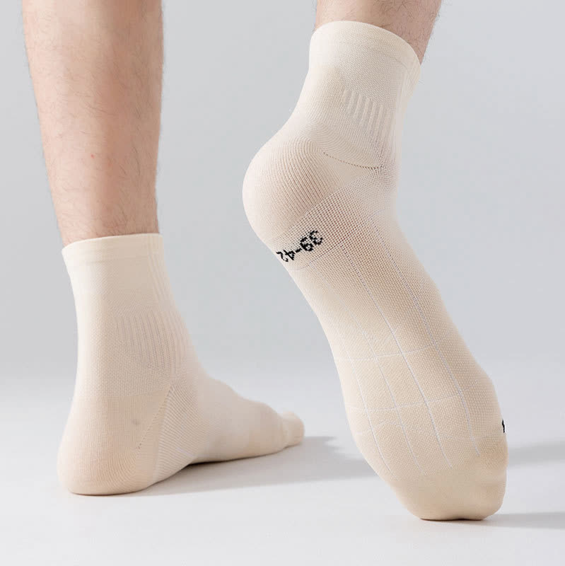 Chaussettes de compression respirantes de couleur unie pour le sport (5 paires) - image 9