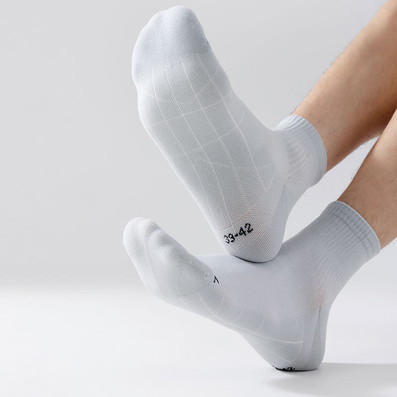 Chaussettes de compression respirantes de couleur unie pour le sport (5 paires) - image 6