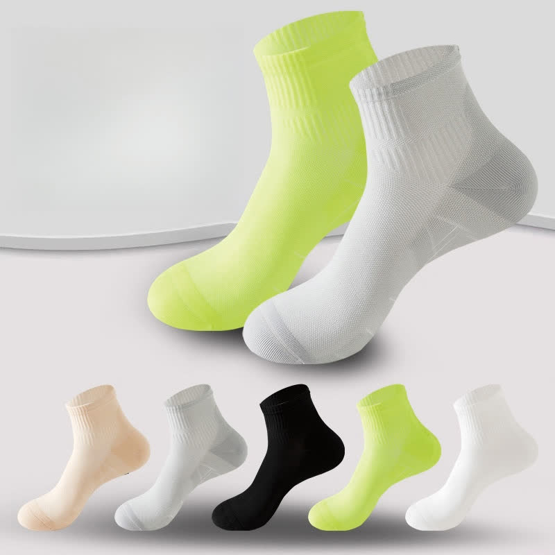 Chaussettes de compression respirantes de couleur unie pour le sport (5 paires) - image 1