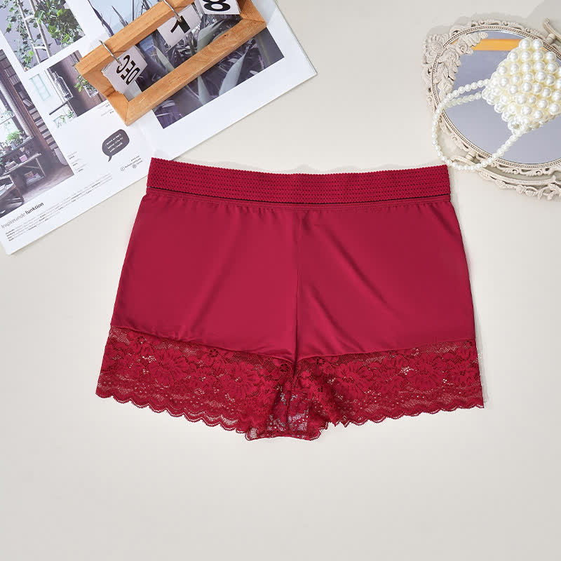 Shorty confortable taille haute en dentelle (lot de 2) - Rouge - 4XL - image 2