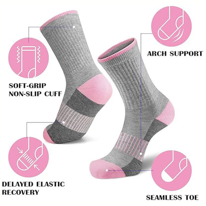 Chaussettes de compression anti-humidité à rayures et blocs de couleurs (5 paires)