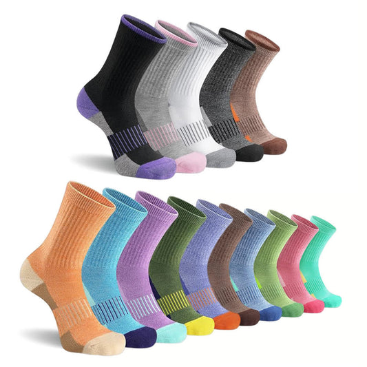 Chaussettes de compression anti-humidité à rayures et blocs de couleurs (5 paires)