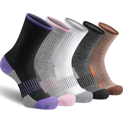 Chaussettes de compression anti-humidité à rayures et blocs de couleurs (5 paires)