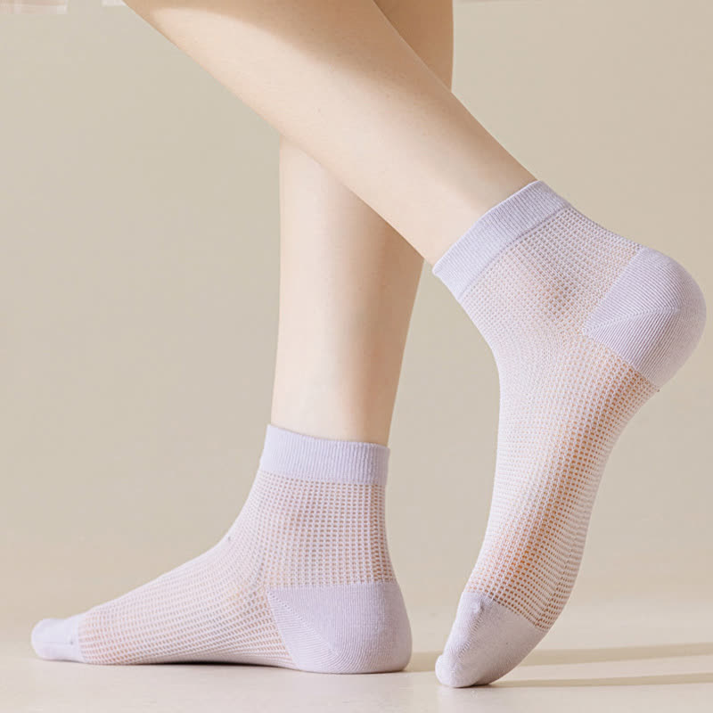 Chaussettes légères en maille respirante de couleur unie (8 paires) - image 7