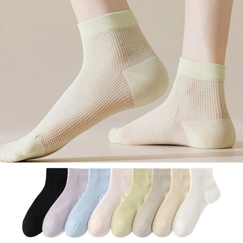 Chaussettes légères en maille respirante de couleur unie (8 paires) - image 1