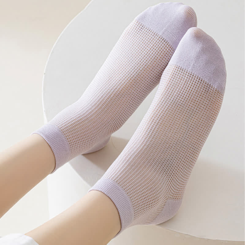 Chaussettes légères en maille respirante de couleur unie (8 paires) - image 7