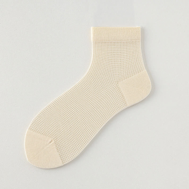 Chaussettes légères en maille respirante de couleur unie (8 paires) - Beige - EU36-40 (US3-7) - image 16