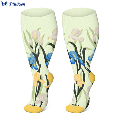 Chaussettes de compression à fleurs inspirées des fleurs grande taille (3 paires)