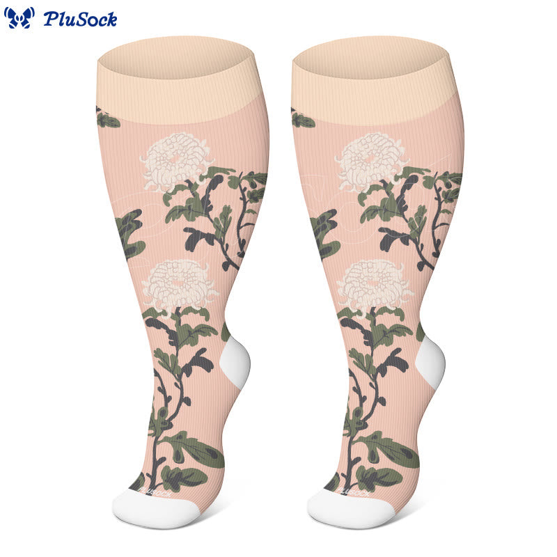 Chaussettes de compression à fleurs inspirées des fleurs grande taille (3 paires)