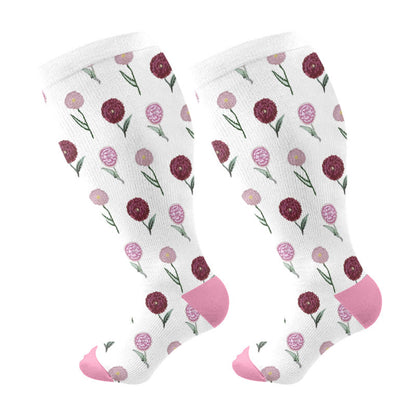 Chaussettes de compression à fleurs inspirées des fleurs grande taille (3 paires)