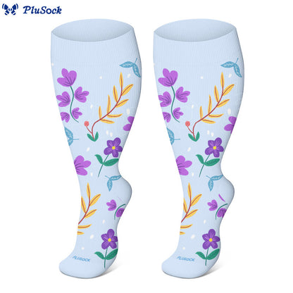 Chaussettes de compression à fleurs verdoyantes grande taille (3 paires)