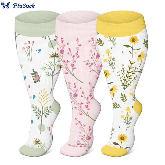 Chaussettes de compression à fleurs grande taille - image 0