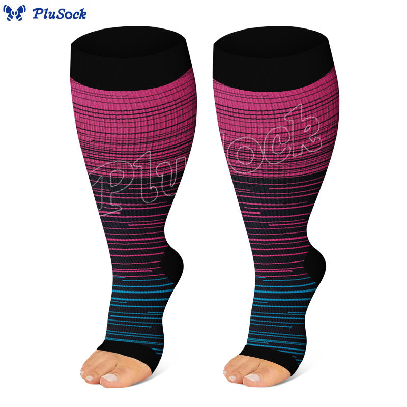 Chaussettes de compression grandes tailles à orteils ouverts - image 3