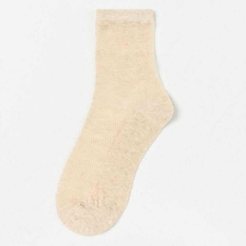 Chaussettes ultra-fines respirantes en maille de couleur unie (8 paires)