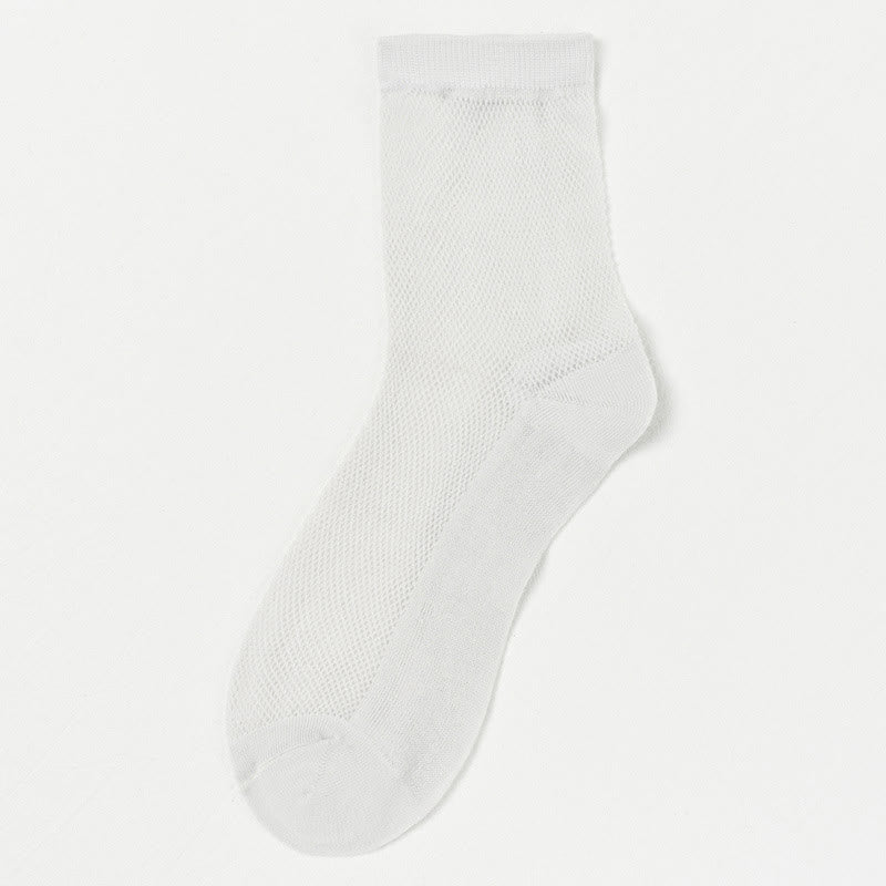 Chaussettes ultra-fines respirantes en maille de couleur unie (8 paires)
