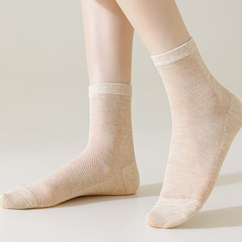 Chaussettes ultra-fines respirantes en maille de couleur unie (8 paires)