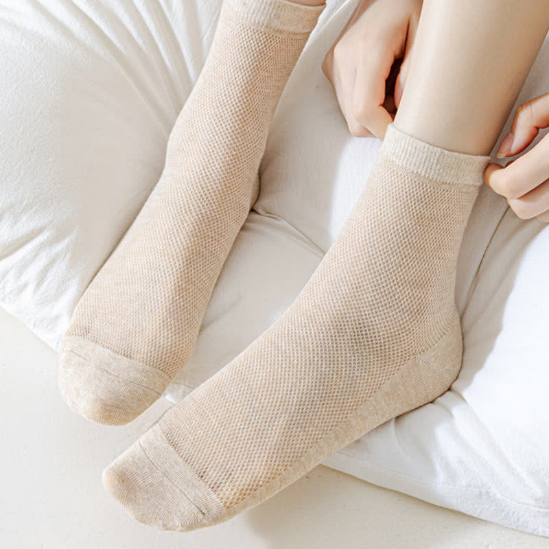 Chaussettes ultra-fines respirantes en maille de couleur unie (8 paires)