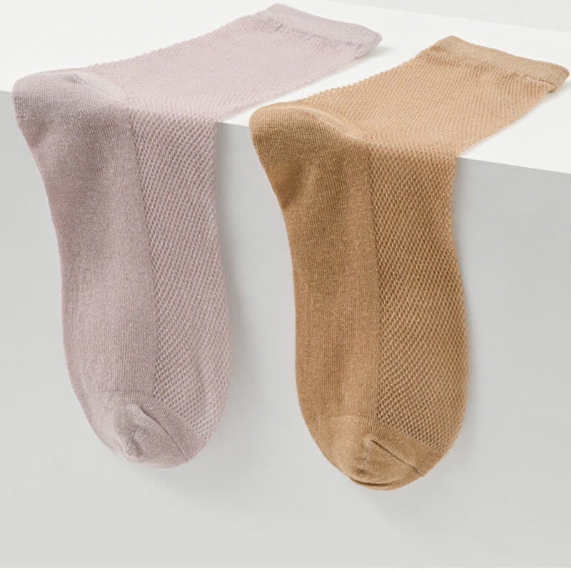 Chaussettes ultra-fines respirantes en maille de couleur unie (8 paires)