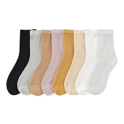 Chaussettes ultra-fines respirantes en maille de couleur unie (8 paires)