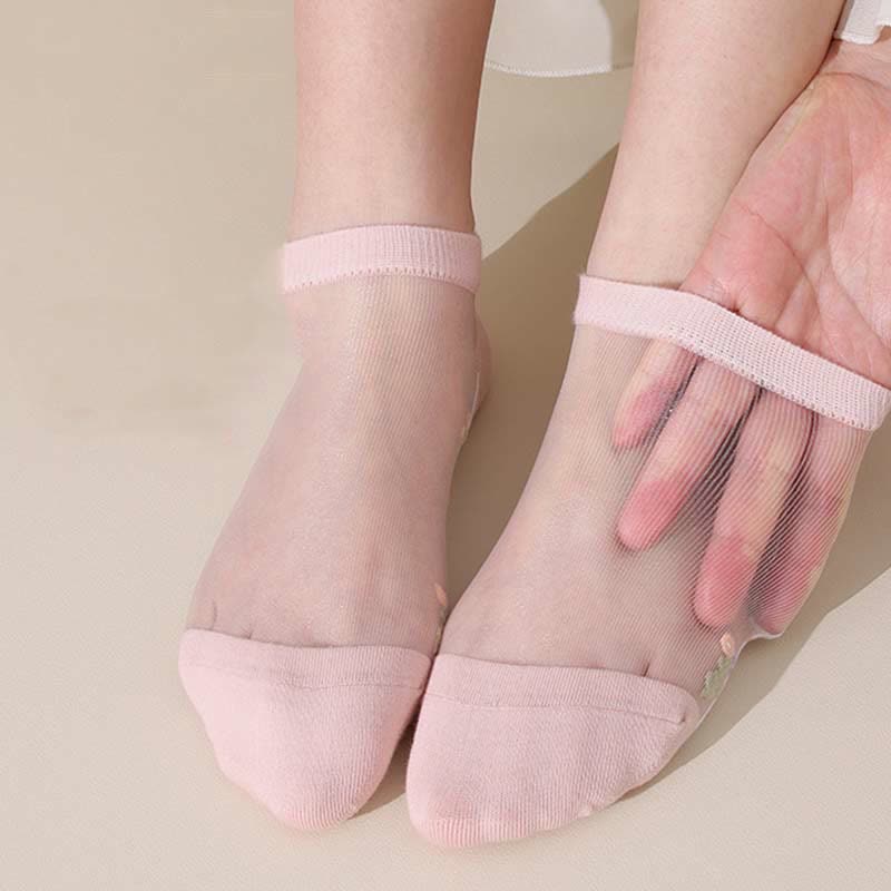 Chaussettes transparentes florales respirantes sans couture (5 paires) - image 6