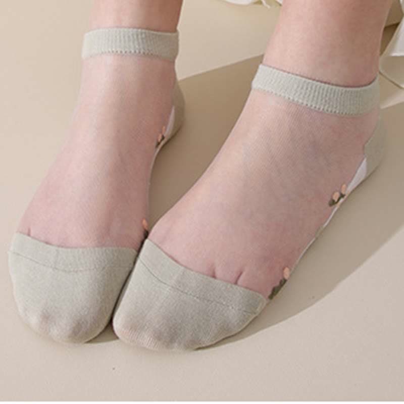 Chaussettes transparentes florales respirantes sans couture (5 paires) - Vert - EU34-40 (US1-7) - image 16