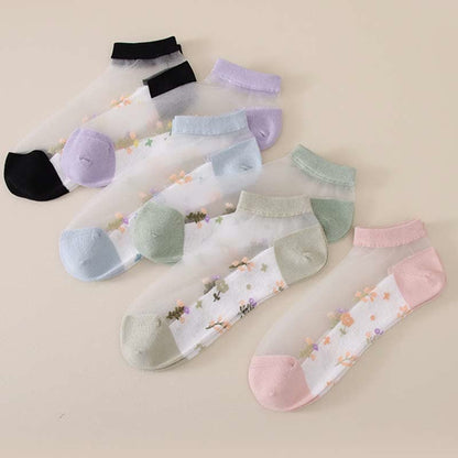 Chaussettes transparentes florales respirantes sans couture (5 paires) - image 2