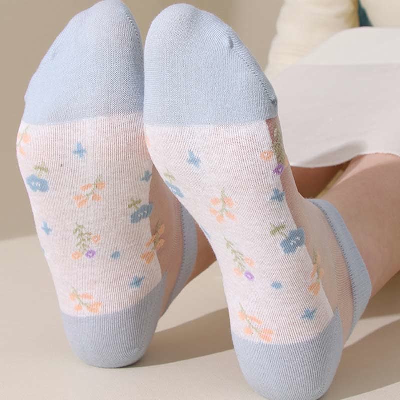 Chaussettes transparentes florales respirantes sans couture (5 paires) - image 14