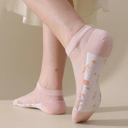 Chaussettes transparentes florales respirantes sans couture (5 paires) - image 7