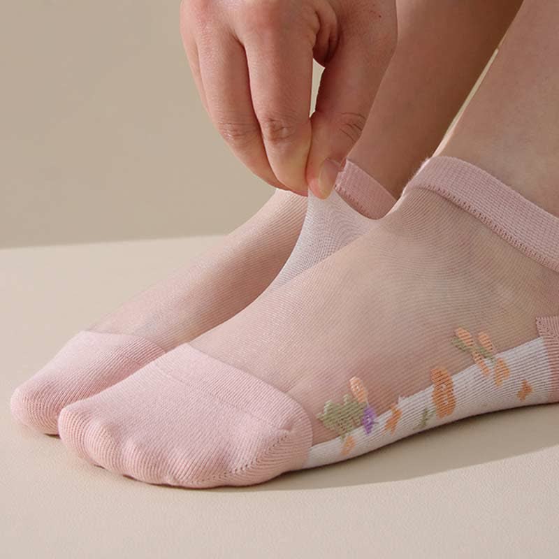 Chaussettes transparentes florales respirantes sans couture (5 paires) - image 8