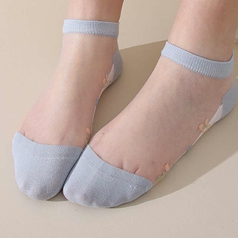 Chaussettes transparentes florales respirantes sans couture (5 paires) - image 13