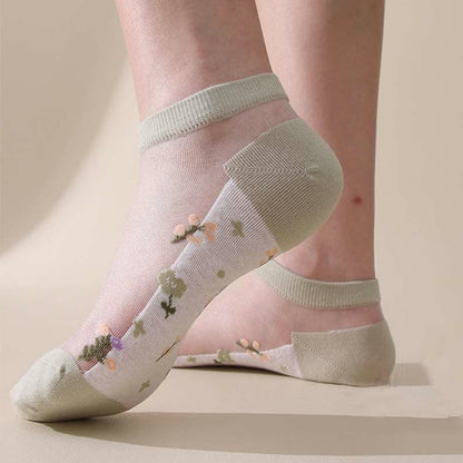 Chaussettes transparentes florales respirantes sans couture (5 paires) - image 18