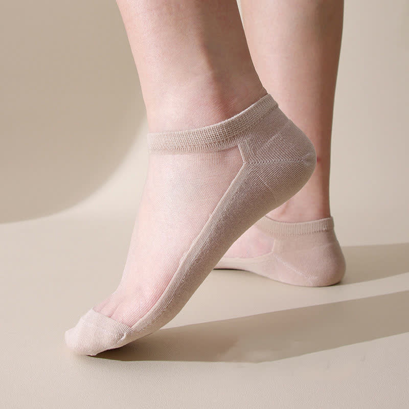 Chaussettes invisibles respirantes sans coutures de couleur unie (5 paires)