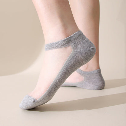 Chaussettes invisibles respirantes sans coutures de couleur unie (5 paires)