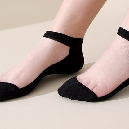 Chaussettes invisibles respirantes sans coutures de couleur unie (5 paires)