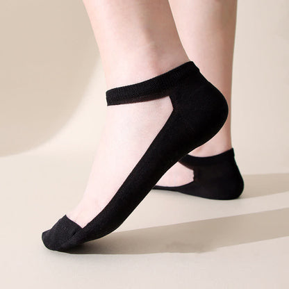 Chaussettes invisibles respirantes sans coutures de couleur unie (5 paires)