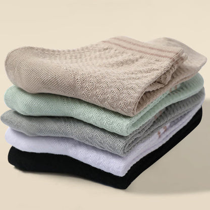 Chaussettes en coton rayées respirantes en maille (5 paires)
