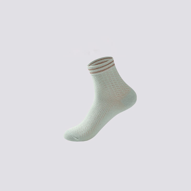 Chaussettes en coton rayées respirantes en maille (5 paires)