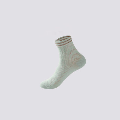 Chaussettes en coton rayées respirantes en maille (5 paires)