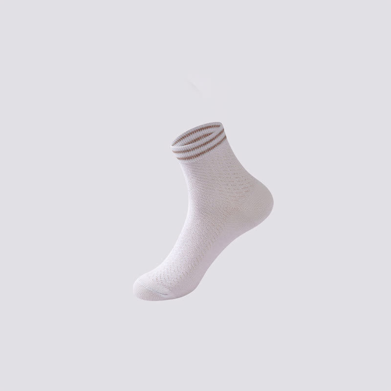 Chaussettes en coton rayées respirantes en maille (5 paires)