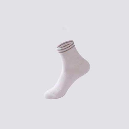 Chaussettes en coton rayées respirantes en maille (5 paires)