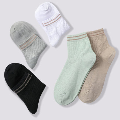 Chaussettes en coton rayées respirantes en maille (5 paires)