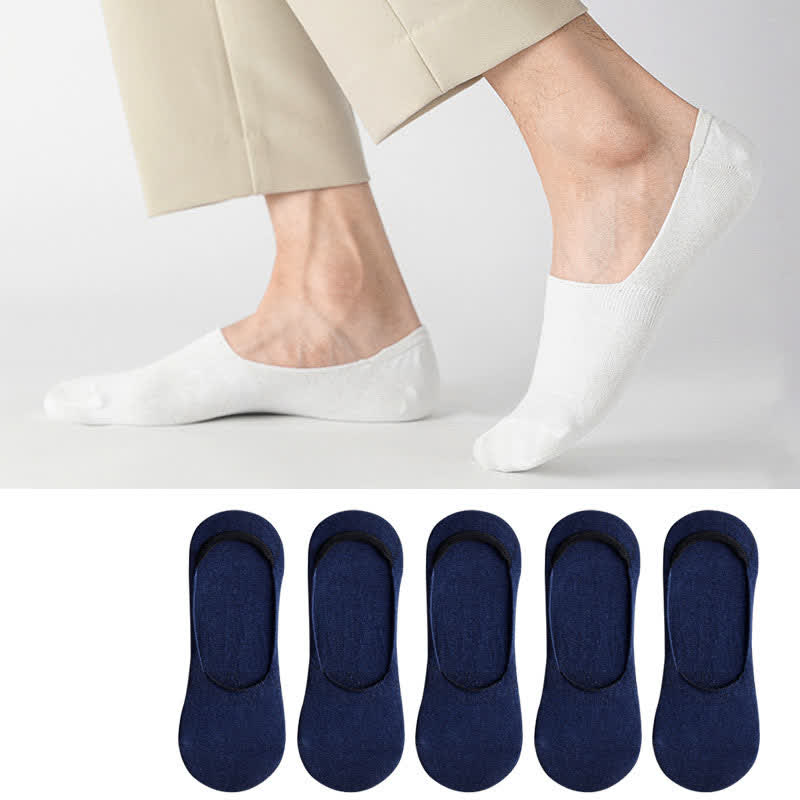 Chaussettes invisibles en coton (5 paires) - Bleu marine - EU45-50 (US11-15) - image 14