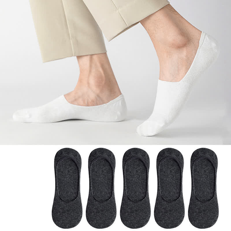 Chaussettes invisibles en coton (5 paires) - Gris foncé - EU45-50 (US11-15) - image 13