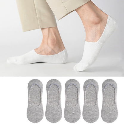 Chaussettes invisibles en coton (5 paires) - Gris clair - EU45-50 (US11-15) - image 12
